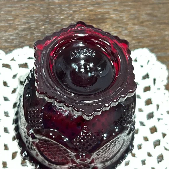Avon Cape Cod - Ruby Red Glass Open Sugar Bowl - Picture 7 of 7